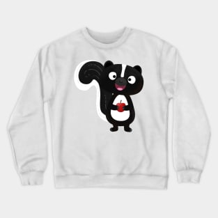 Cute happy skunk cartoon illustration Crewneck Sweatshirt